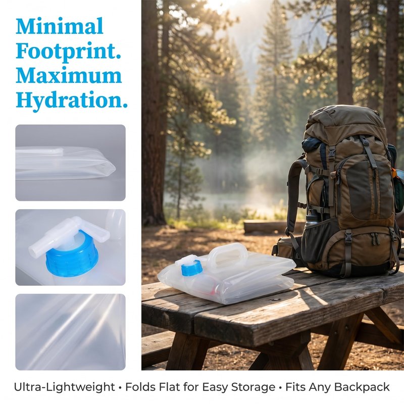 BEWBBAT 2 Pack Collapsible Water Container with Spigot 2.6 Gallon, Foldable Camping Water Storage Jug Portable Water Tank Canteen for Outdoor Hiking, Fishing, Emergency