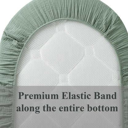 Muslin Bassinet Sheet Compatible with UPPAbaby Bassinet, 2 Pack Cotton Stylish Boho Fitted Bassinet Sheets Super Soft for Baby Roman Green & Botanical Leaf