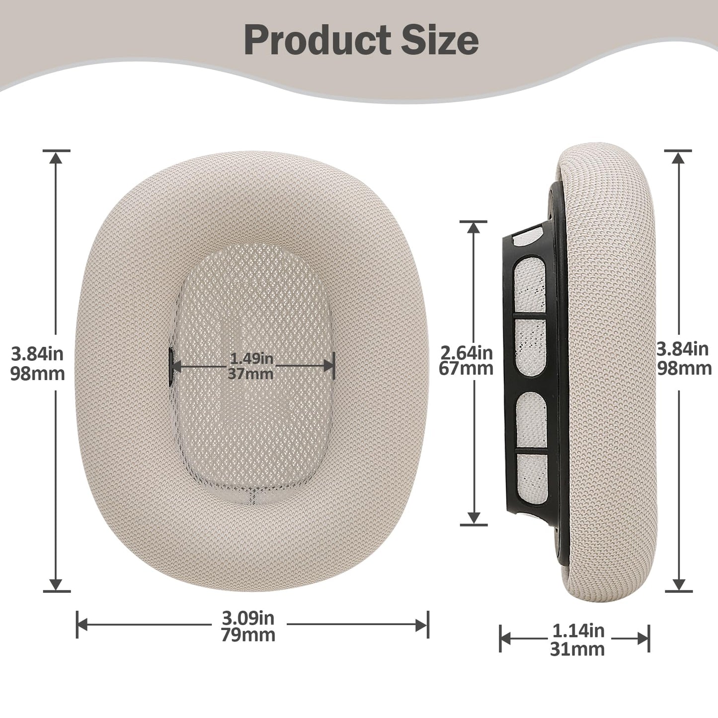 Laselan Upgraded Silicone Ear Cushions for AirPods Max Headphones 2024, Protein Leather Covered Ear Pads with Silicone & Memory Foam and Magnet (Starlight)