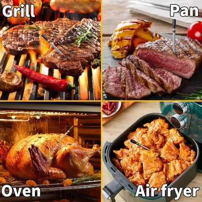 500ft Smart Bluetooth Meat Thermometer with IP66 Waterproof, Food Thermometer for BBQ, Wireless Meat Thermometer for Kitchen, Smoker,Grilling, Oven, Rotisserie Gift(iOS & Android)