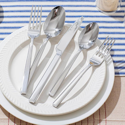 KINGSTONE Silverware Set, 30-Piece Flatware Cutlery Set Premium Stainless Steel, Service for 6, for Kitchen, Home, Wedding, Party, Mirror Polished and Dishwasher Safe