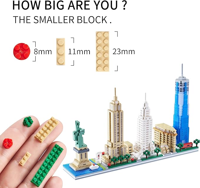 New York Skyline City Building Micro Building Block Set Home and Office Decoration Creative Gift for Adults（3452 PCS）