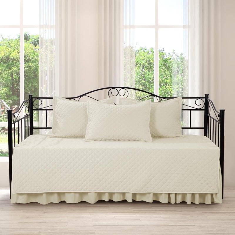 MABOZOO Daybed Covers Sets with Bedskirt for Twin Bed,5 Piece All Season Twin Size Cozy Double Sided-Quilting,Daybed Comforter Bedspread with Shames 75"x39"