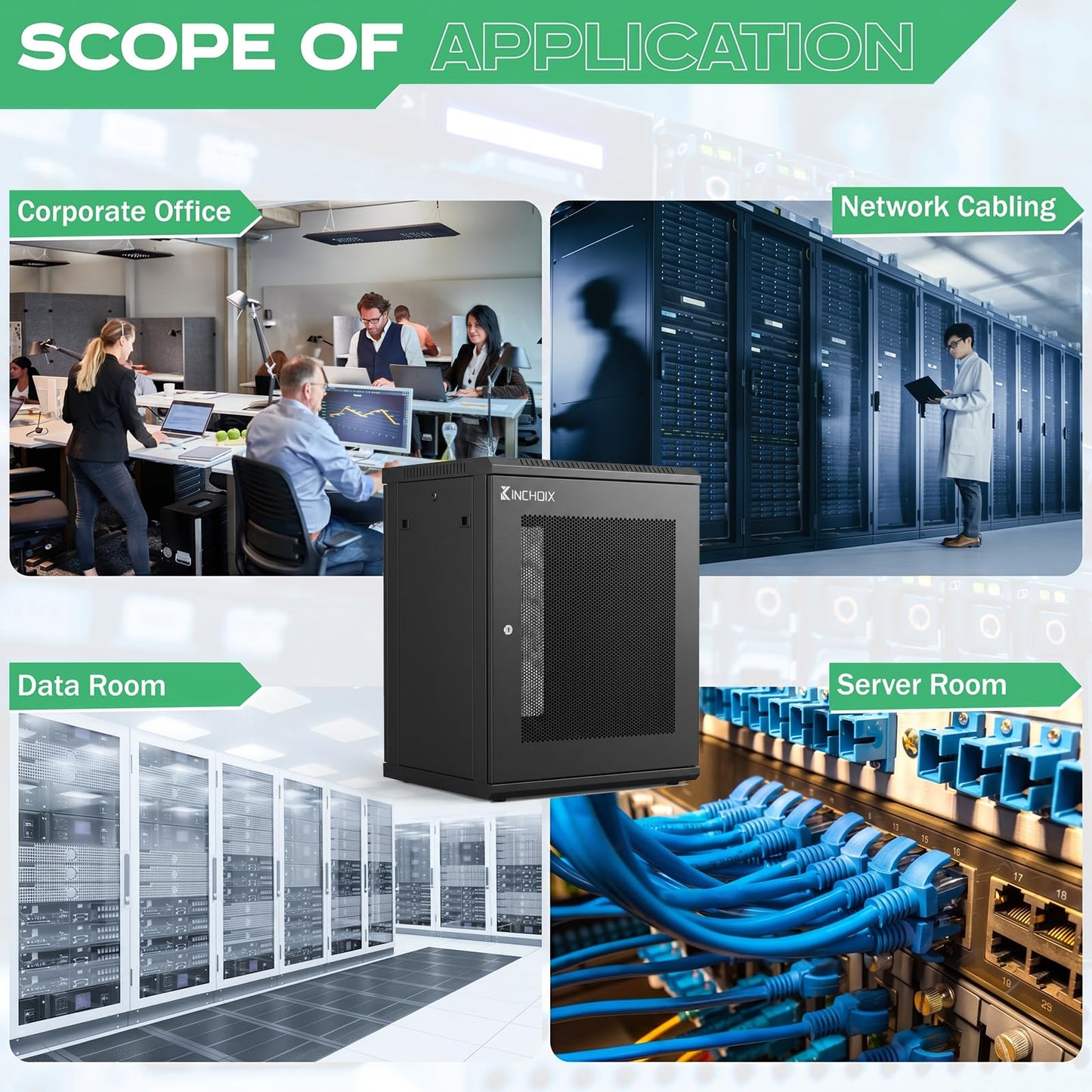 Network Rack Enclosure Cabinet Enclosure for Computer Data Networking Electronic Equipment, Removable Side Panels, Locks, 25in Depth (12U)