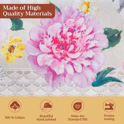 Maison d' Hermine Table Cloth Rectangle Table 100% Cotton 60 x 108 Inches Tablecloth Reusable Decorative for Dining Kitchen Room Farmhouse Home Gifts for Mothers Day Spring Summer - Pivoine
