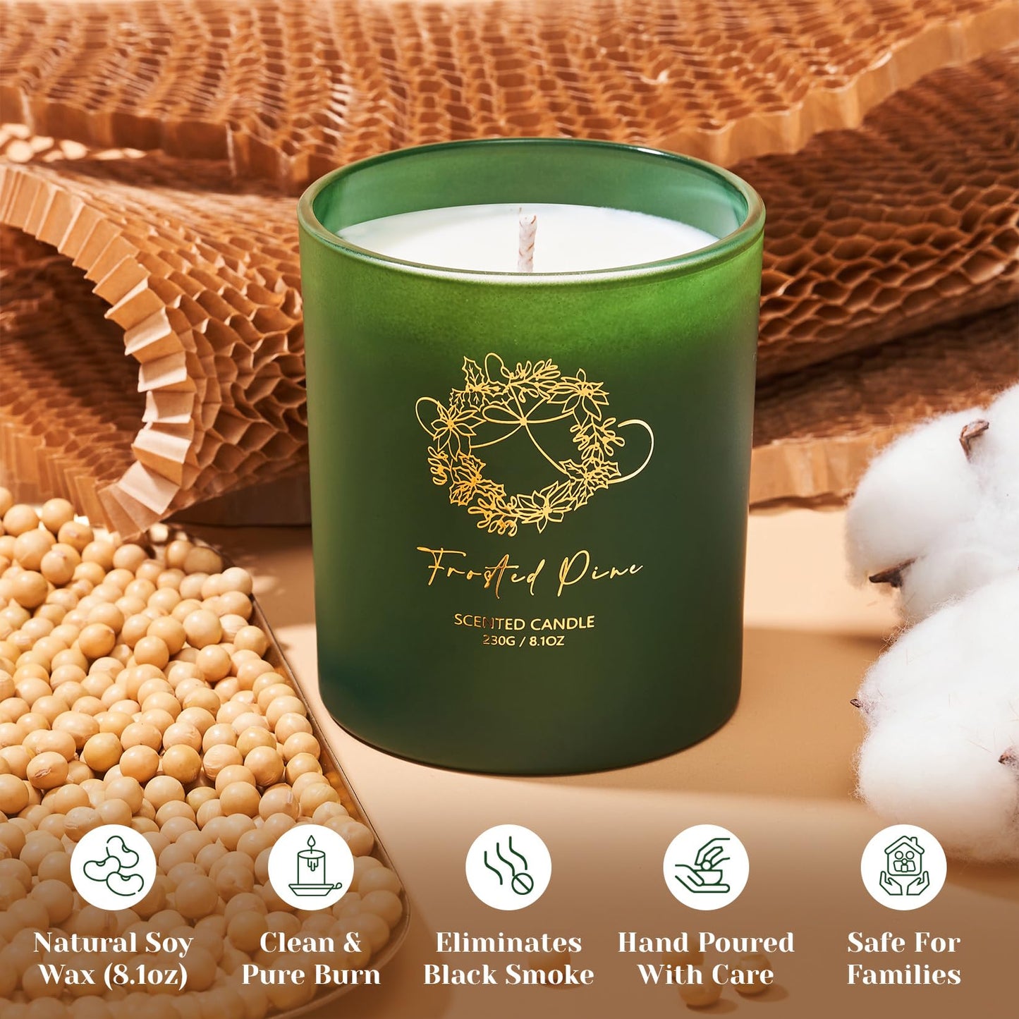 M&SENSE Christmas Holiday Candle - Frosted Pine Scent, 8.1oz Soy Wax, Ideal Winter Home Decor Gift for Women and Men