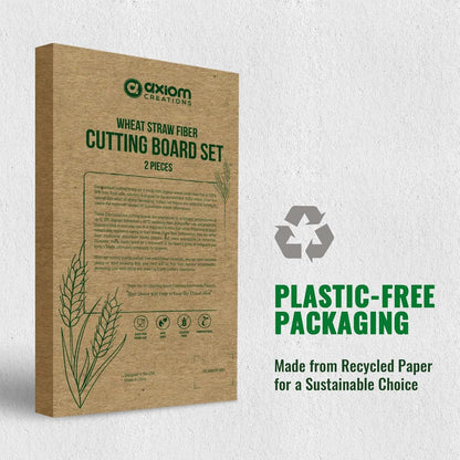 AXIOM CREATIONS 2-Piece Reversible Cutting Board Set Made from Natural Food Grade Wheat Straw Material - Eco-Conscious Alternative to Plastic - Gluten Free & BPA Free Chopping Boards for Kitchen