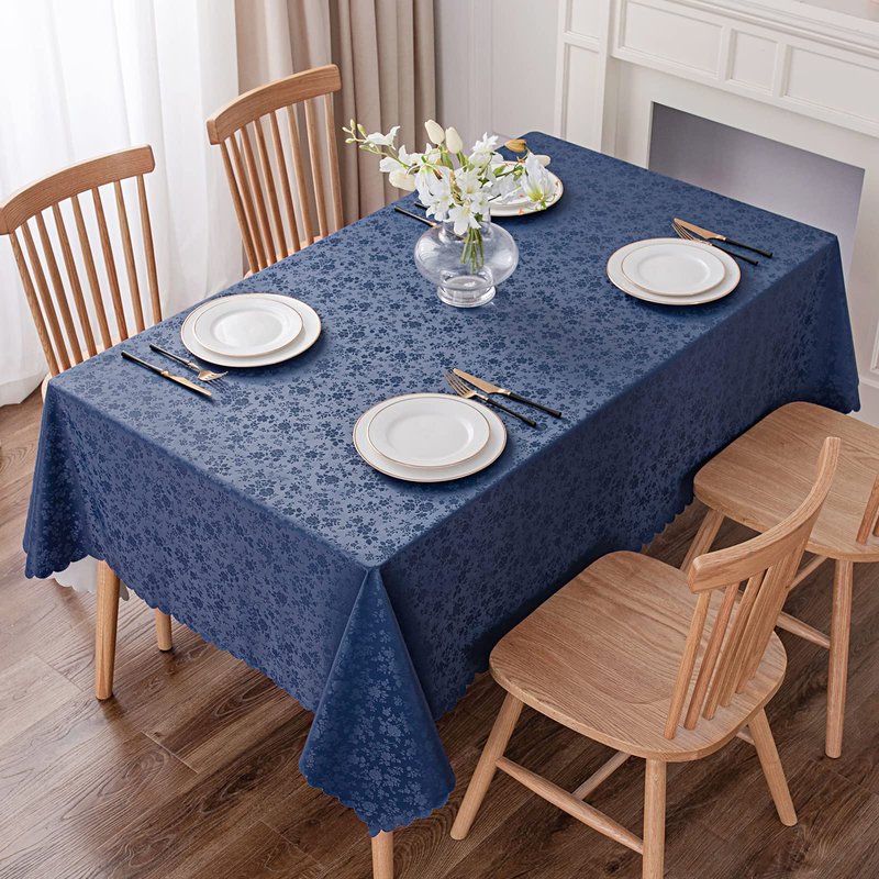 Smiry Rectangle Table Cloth, Waterproof Heavy Duty Vinyl Tablecloths, Wipeable Washable Table Cover for Kitchen and Dining Room (Navy Blue, 54" X 120")