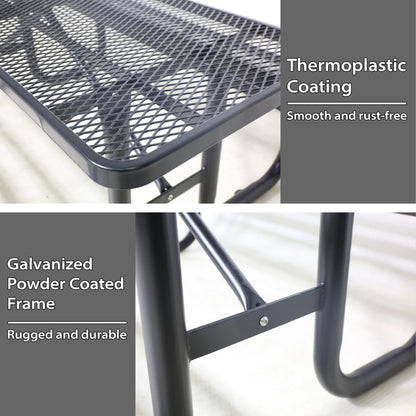 4FT Metal Picnic Tables for Outdoors, Commercial Rectangular Picnic Table and Bench Set for Outside, Patio, Garden, Backyard, Porch, Surface Mount, Black