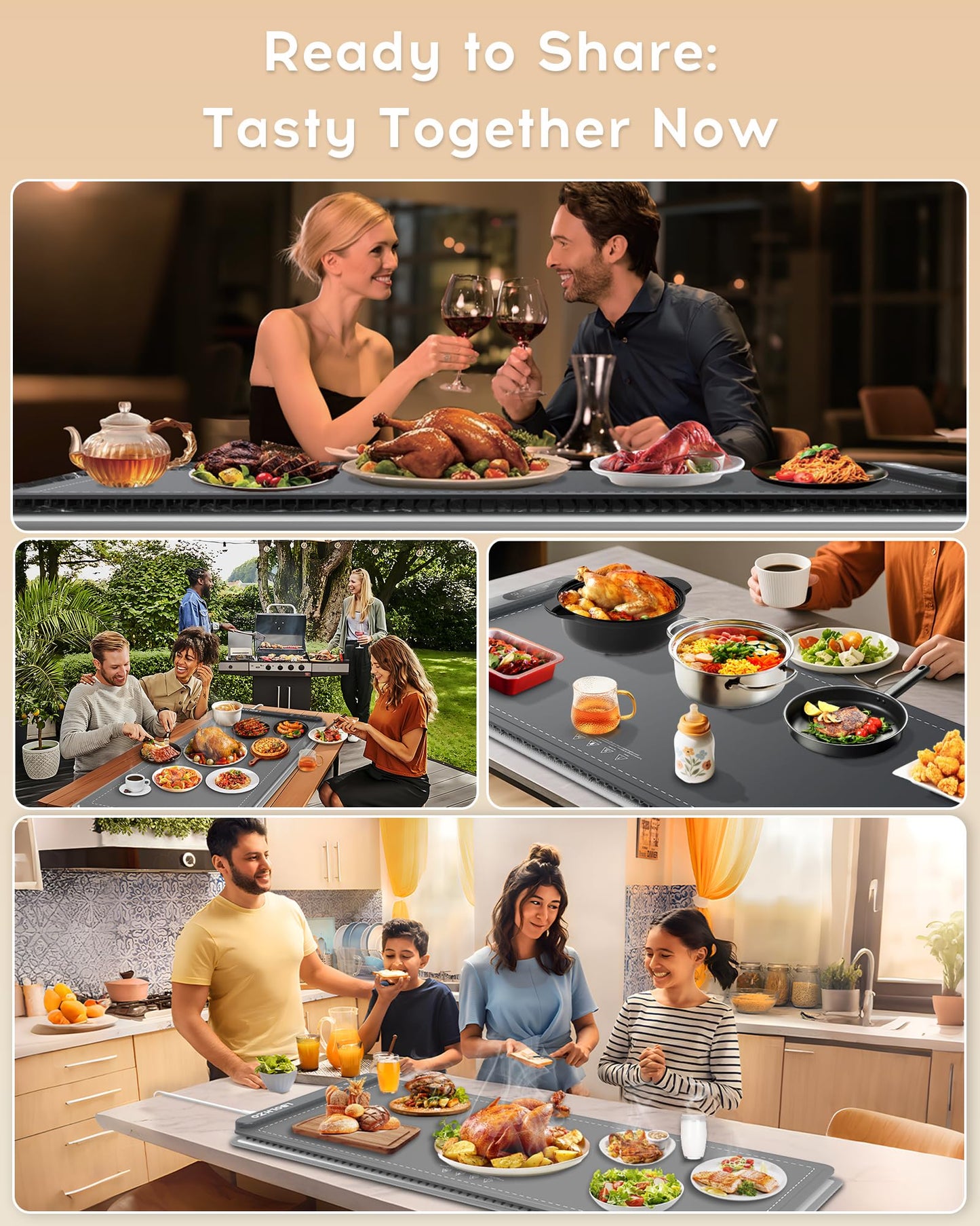 LBOLHZO Warming Mat For Food Extra Large 36"x16" 580W Food Warming Mat With Heat Resistant Pad,Chafing Dishes for Buffet 6 Temp 6 Hour,Roll Up Food Warmers for Parties Buffet for Catering Gatherings