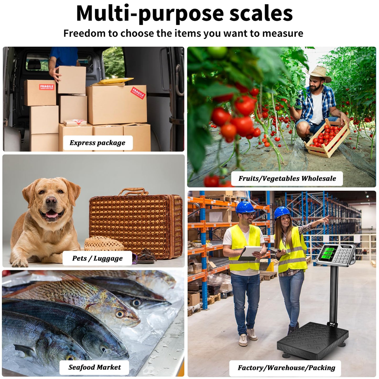 Digital Industrial Platform Scale for Packages, 661lb Weight Shipping Scale, 0.1LB Super Accuracy Commercial Scale for Luggage, Shipping, A6-300 Postal Scale with Price Computing, Kg/LB, LCD, Adapter