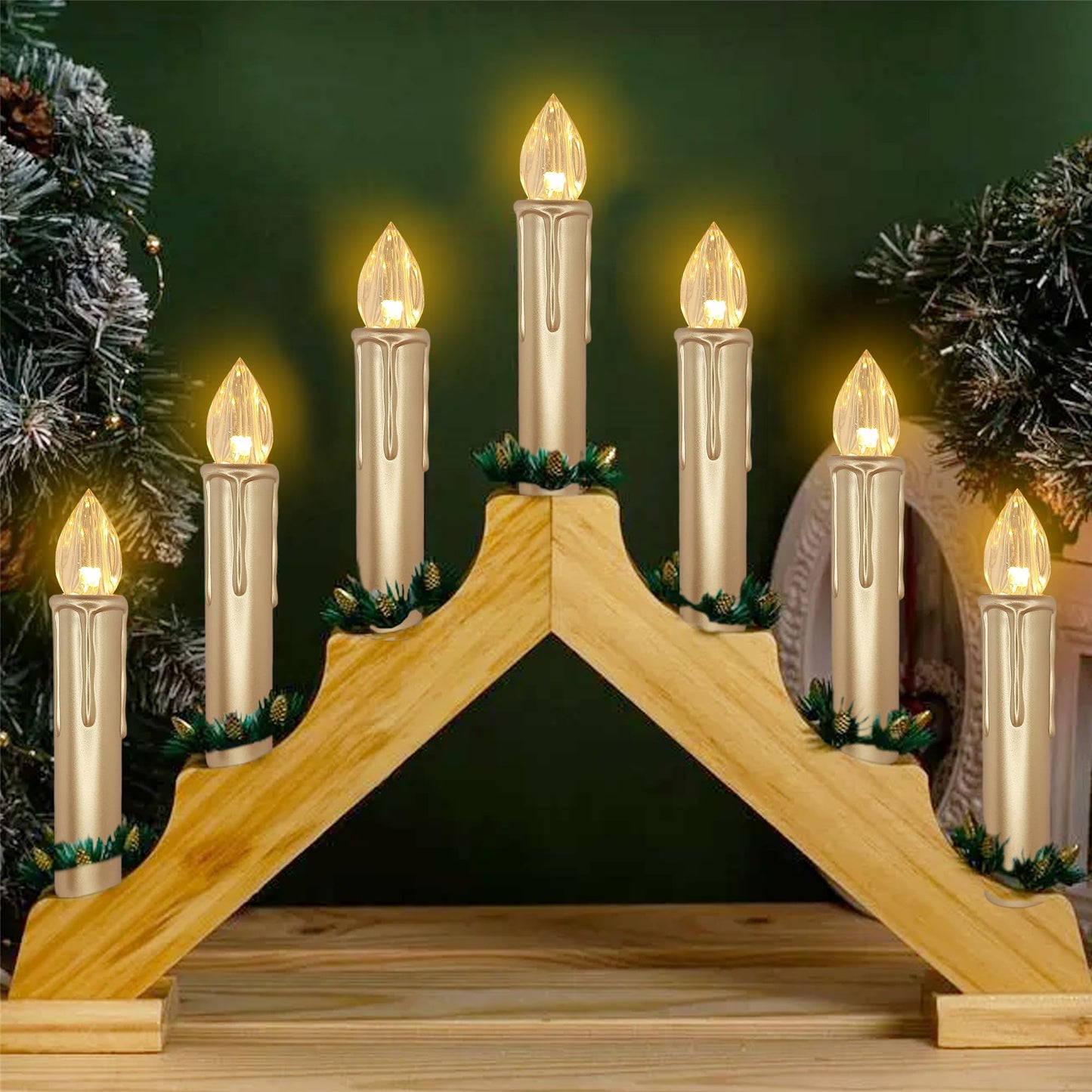 Gedengni Flameless LED Taper Candles with Clips, 4” Battery Operated Window Candles with Remote Timer Mini LED Chandelier Candlesticks for Home Decor Wedding Church Party & Tree Lighting,10 Pack,Gold