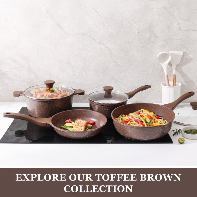 SENSARTE Nonstick Frying Pan Skillet, Non Stick Omelette Pan, Healthy Stone Cookware Chef's Pan PFOA Free, Toffee Brown (9.5 Inch)