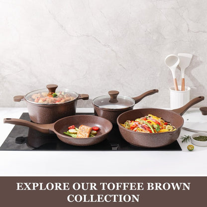 SENSARTE Nonstick Frying Pan Skillet, Non Stick Omelette Pan, Healthy Stone Cookware Chef's Pan PFOA Free, Toffee Brown (9.5 Inch)