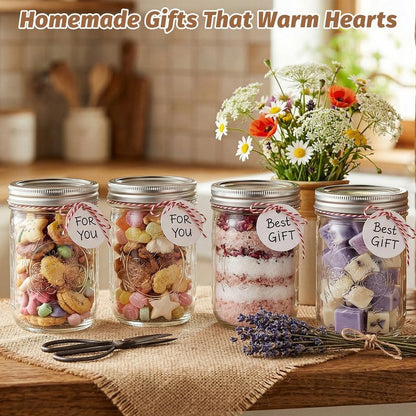 16 oz Wide Mouth Mason Jars with Embossing Pattern, 6 Pack Canning Jars with Volume Marks,Pint Glass Jars with lids for Fermenting,Pickling,Preserving,Meal Prep,Pantry organization,Gift Giving&Crafts