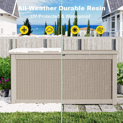 Regine Switzerland 320 Gallon Outdoor Deck Box - Lockable Waterproof Storage for Garden Tools & Cushions | Grey