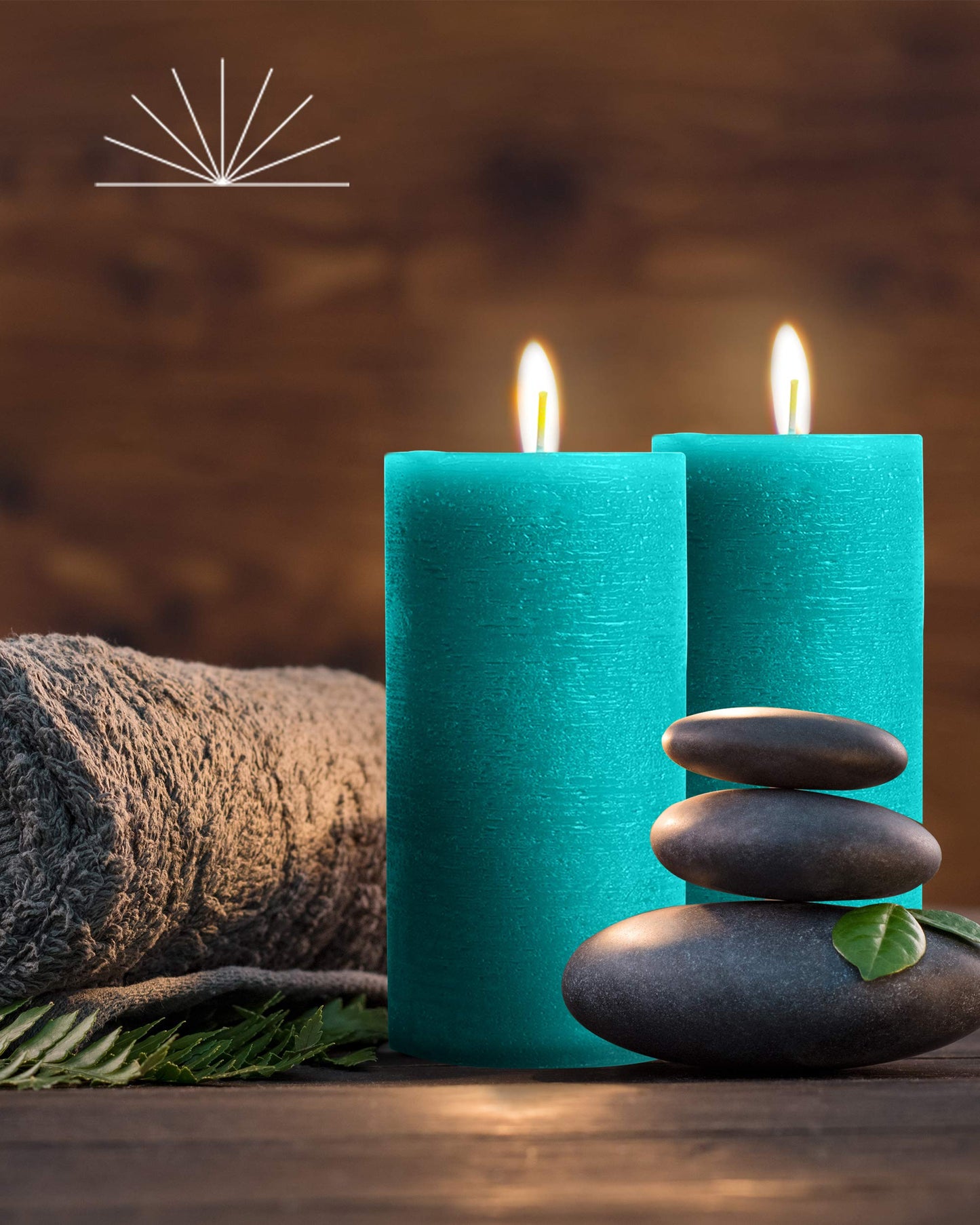 Mottled Pillar Candles by Bask - Set of 6-3" x 6" Dripless Unscented Candles in Turquoise for Home Decor, Relaxation & All Occasions