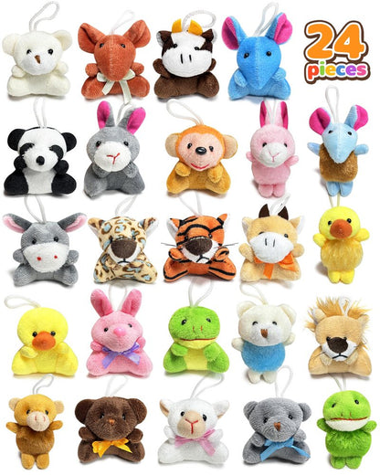 24 Pack Mini Stuffed Animals, Small Plush Keychain Party Favors for Kids 3-5, 4-8, 8-12, Bulk Treasure Box Toys for Classroom Prizes, School Gifts, Easter Basket Egg Goodie Bags Stuffers