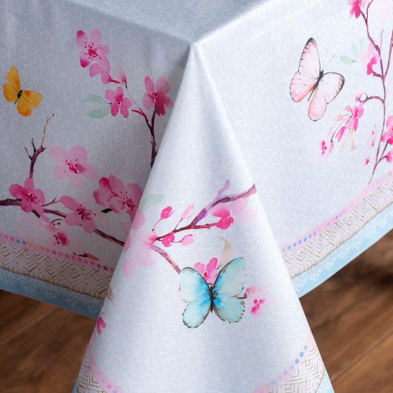 Maison d' Hermine Table Cloth Rectangle Table 100% Cotton 70 x 108 Inches Tablecloth Reusable Decorative for Dining Kitchen Room Farmhouse Home Gifts for Mothers day Spring Summer - Blossoms in Spring
