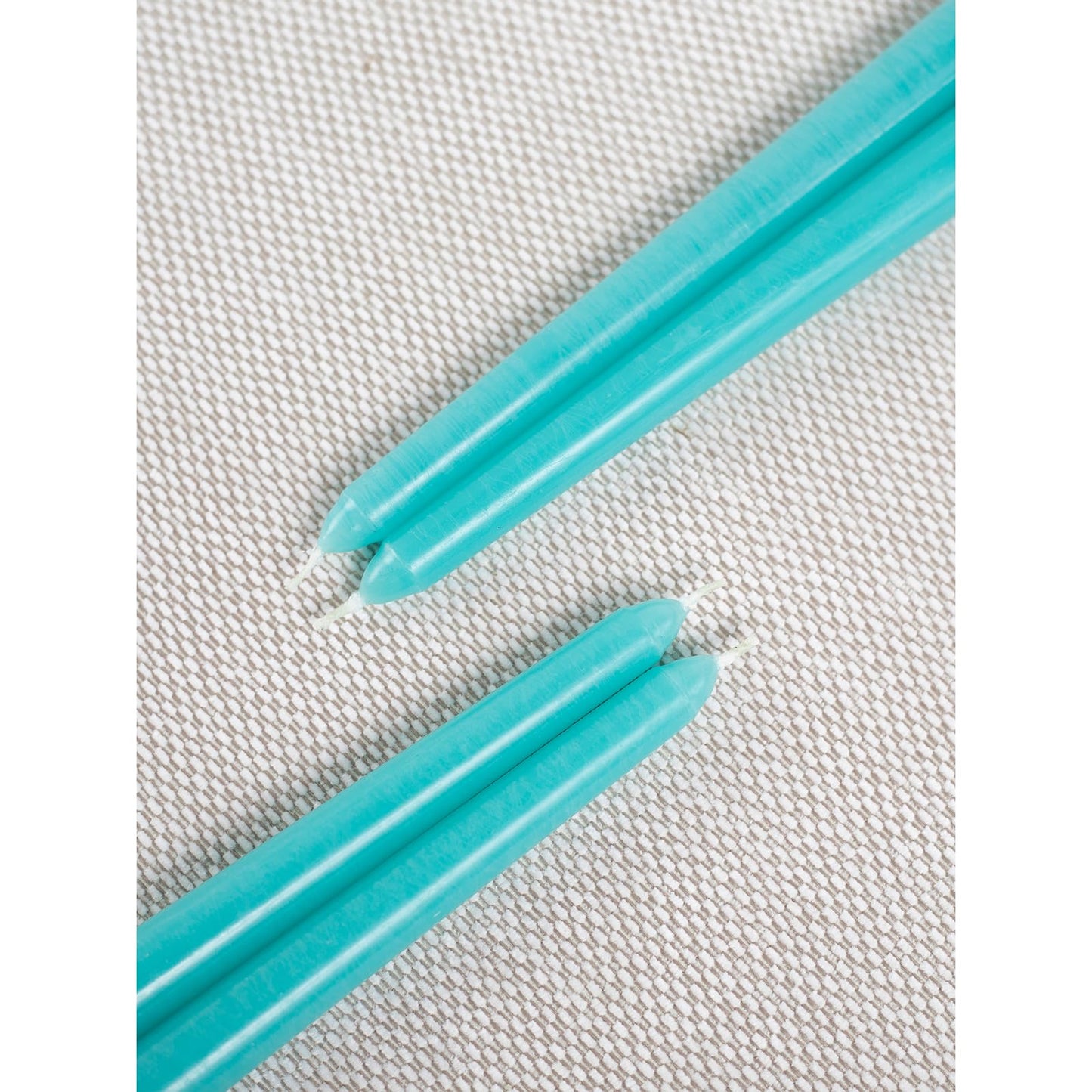 CANDWAX 10 inch Taper Candles Set of 12 - Dripless Taper Candles and Unscented Candlesticks - Perfect for Dinner or Wedding - Turquoise Candle
