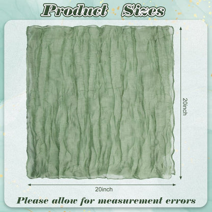 Gauze Cheesecloth Napkins Wrinkled Dinner Napkins Soft Cotton Table Decorative Cloth for Weddings Parties Family Everyday Use, 20 x 20 Inch(Sage Green,12 Packs)