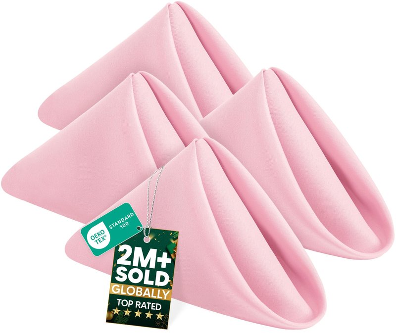 Utopia Home Pink Cloth Napkins (12 Pack, 18x18 Inches), Ideal Dinner Napkins for Party, Wedding, Lunch and Dinner