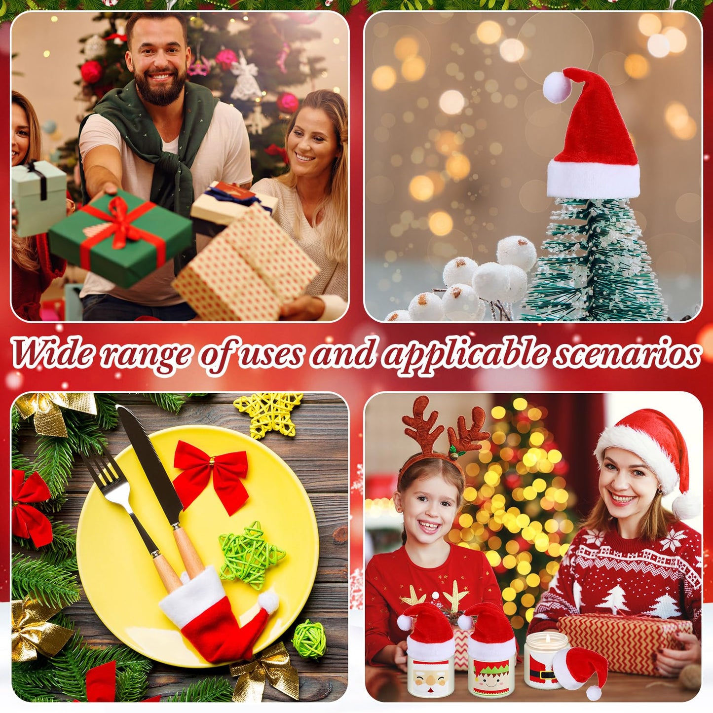 Conelist 72 Pack Christmas Scented Candles Jar Set Include 36 Pcs 7oz Aromatherapy Soy Wax Candles and 36 Pcs Mini Xmas Santa Hat Holiday Table Centerpieces Gifts for Women Men Relaxing Spa