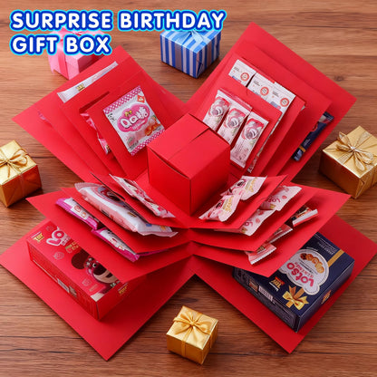 Making gift-giving even more memorable: Creative Explosion gift box, Surprise gift box explosion, Surprise box, Gift wrap box. 5-Layer DIY gifts, a Fun & Thoughtful & Meaningful gift for kids, man, women. (Red)