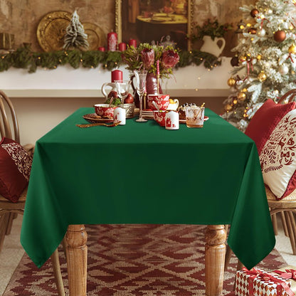 sancua Rectangle Tablecloth - 70 x 120 Inch - Stain and Wrinkle Resistant Washable Polyester Table Cloth, Decorative Fabric Table Cover for Dining Tables, Buffet Parties and Christmas, Hunter Green
