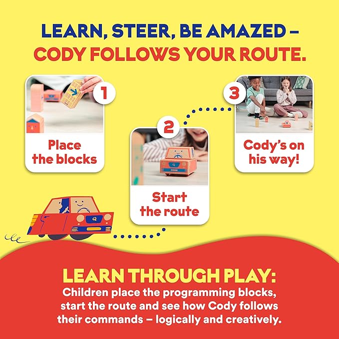 Cody Block Repeat Expansion Set Educational Wooden Building Blocks and Car STEM Toys for Preschool Kids Ages 3+
