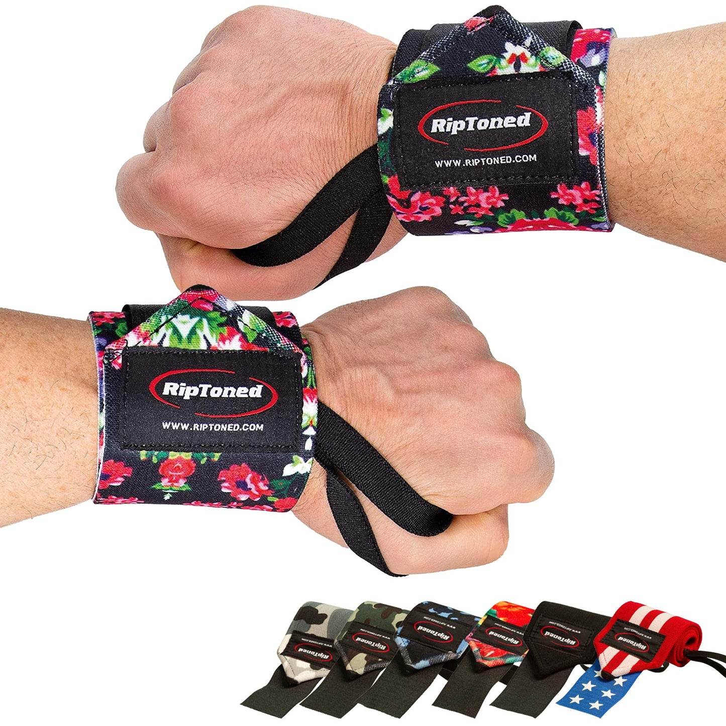 Rip Toned 18” Wrist Wraps - USPA Endorsed Wrist Straps for Weightlifting - Quality Wrist Support - Adjustable, Durable, Machine Washable - Gym Wraps for Powerlifting - for Men & Women