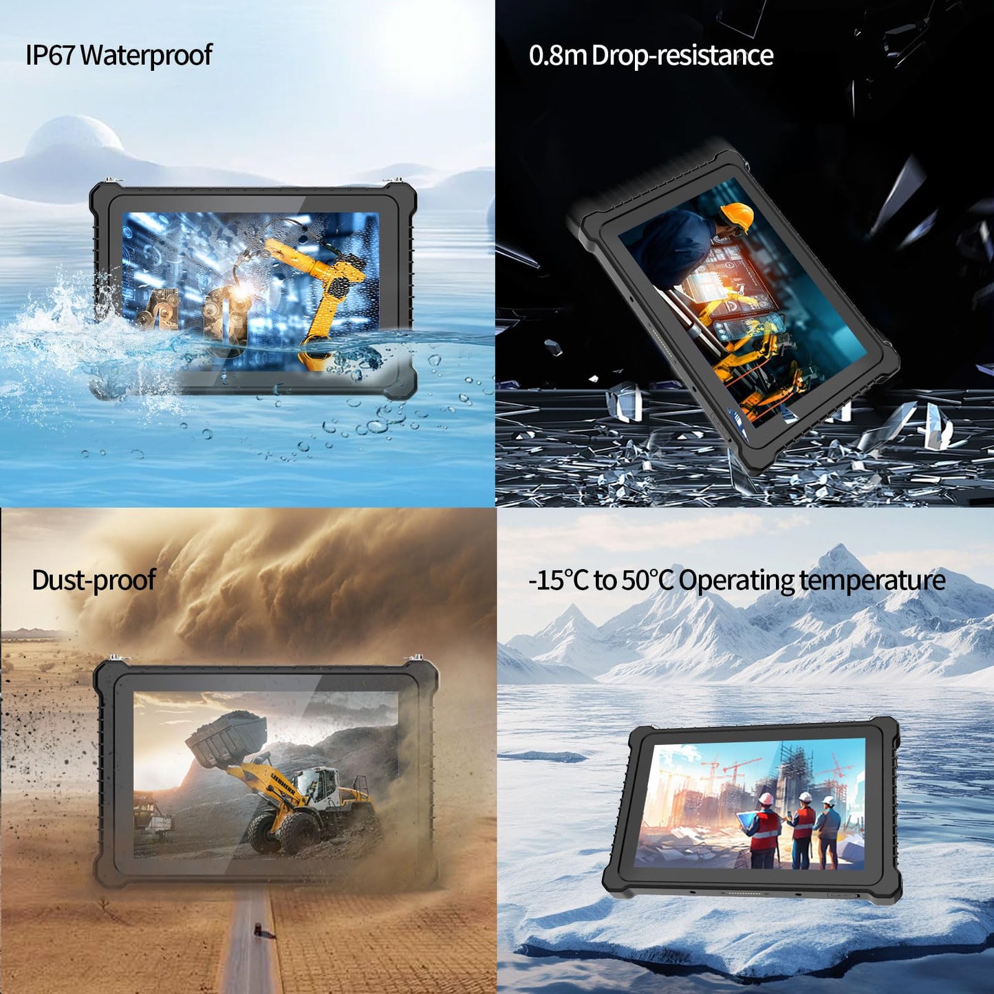 Tokigns 10.1 inch Rugged Tablet with 2D Barcode Scanner, Windows 11 Pro, 4G LTE, WiFi, GPS, NFC, 8GB+256GB Industrial Tablet PC, IP67 Waterproof, Sunlight Readable, Fingerprint, USB-C, 8000mAh
