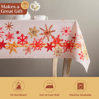 Maison d' Hermine Table Cloth Rectangle Table 100% Cotton 54 x 72 Inches Fall Tablecloth Reusable Everyday Use for Thanksgiving Christmas Decorations Dining Farmhouse Party (Crystal Star)