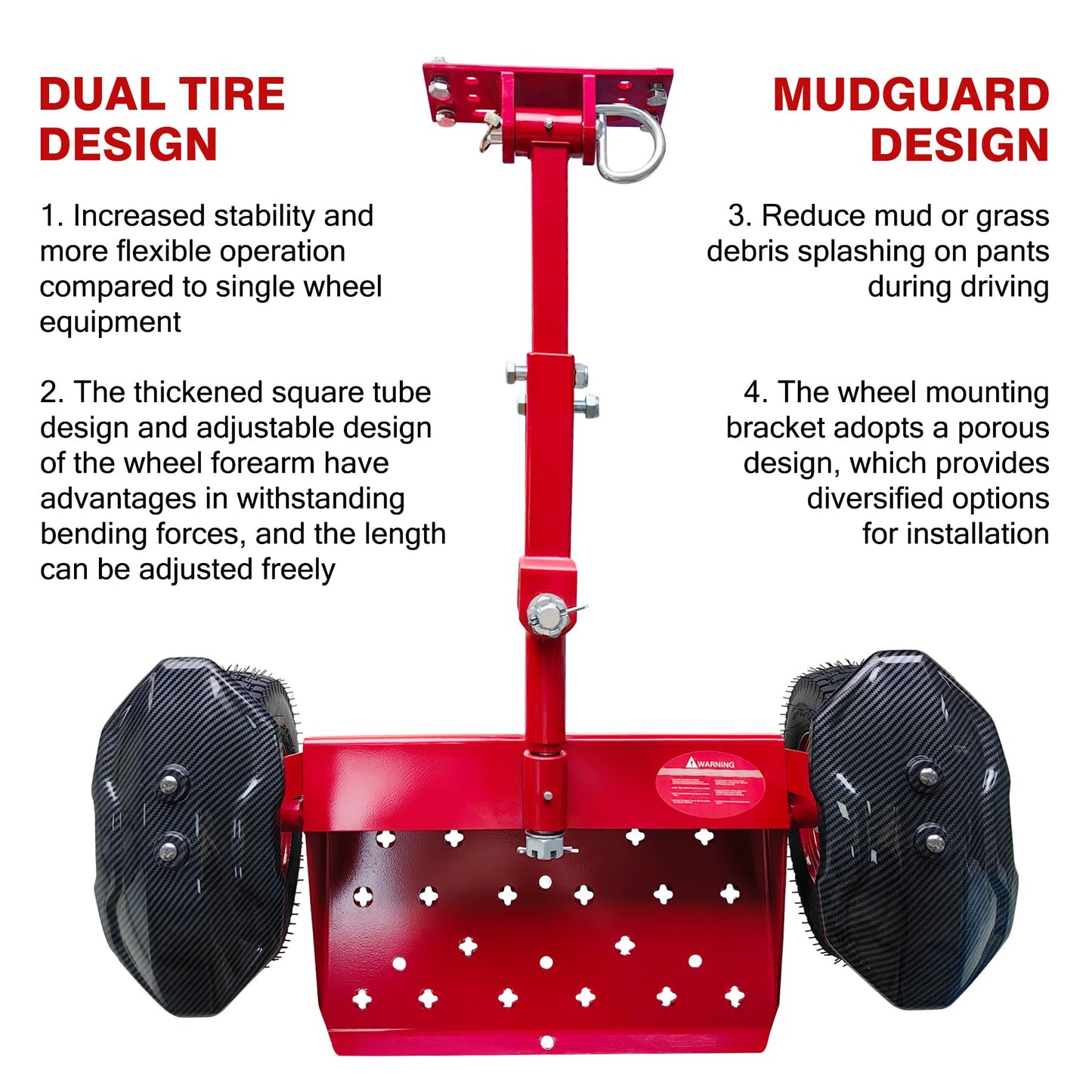 CCLINK Wheels Lawn Mower Sulky Thickened Vacuum Wheels Red Heavy Steel Anti Slip and Anti Rust Specially for Lawn Maintenance and Gardening Operations Quick Weed Removal