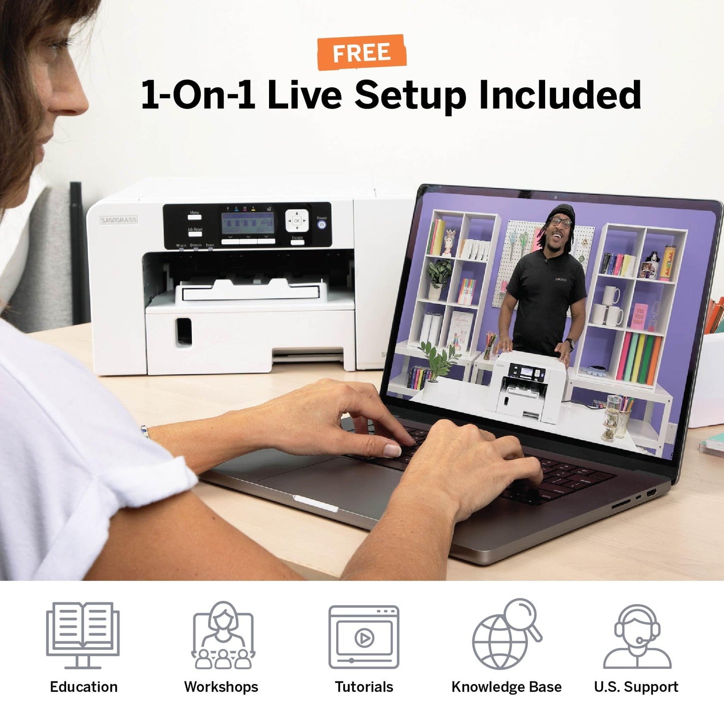 Sawgrass SG1000 Sublimation Printer Bundle | Professional Dye-Sublimation Printer with 31mL SubliJet UHD Inks & TruePix Paper | Prints Up to 11”x17” | Wi-Fi | Auto-Maintenance | Business-Ready