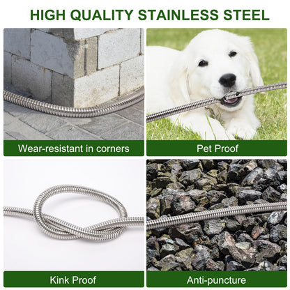 Garden Hose Metal 75 FT, Stainless Steel Hose, Water Hose with 10 Function Nozzle & Brass Nozzle, Lightweight, No Kink & Tangle, Easy to Use & Store, Heavy Duty Metal Hose for Yard and Lawn