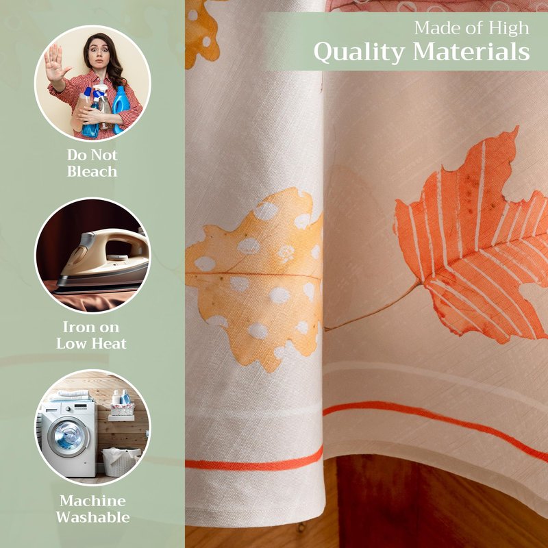 Maison d' Hermine Table Cloth Round Table 100% Cotton 63 Inches Fall Tablecloth Reusable Everyday Use for Thanksgiving Christmas Decorations Dining Farmhouse Party (Colours of Autumn)