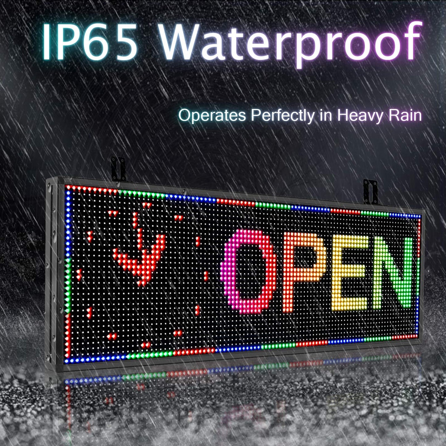 P10 Scrolling Led Sign Programmable Display Digital Sign Outdoor Message Board Led Open Signs For Business Custom Banner Word Light Advertising Wifi Control High Brightness Neon 39"X14"