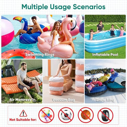Electric Air Pump | High Power Inflator & Deflator for Inflatable Pool Toys - 400W, 4 Nozzles, AC 110-120V