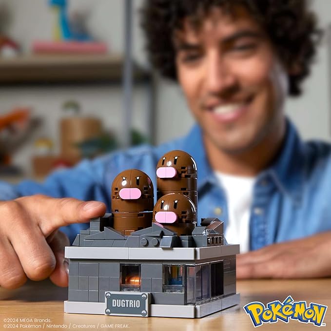 MEGA Pokémon Building Toys Set Mini Motion Dugtrio with 350 Pieces Pop Up Motion 5 Inches Tall for Adult Collectors