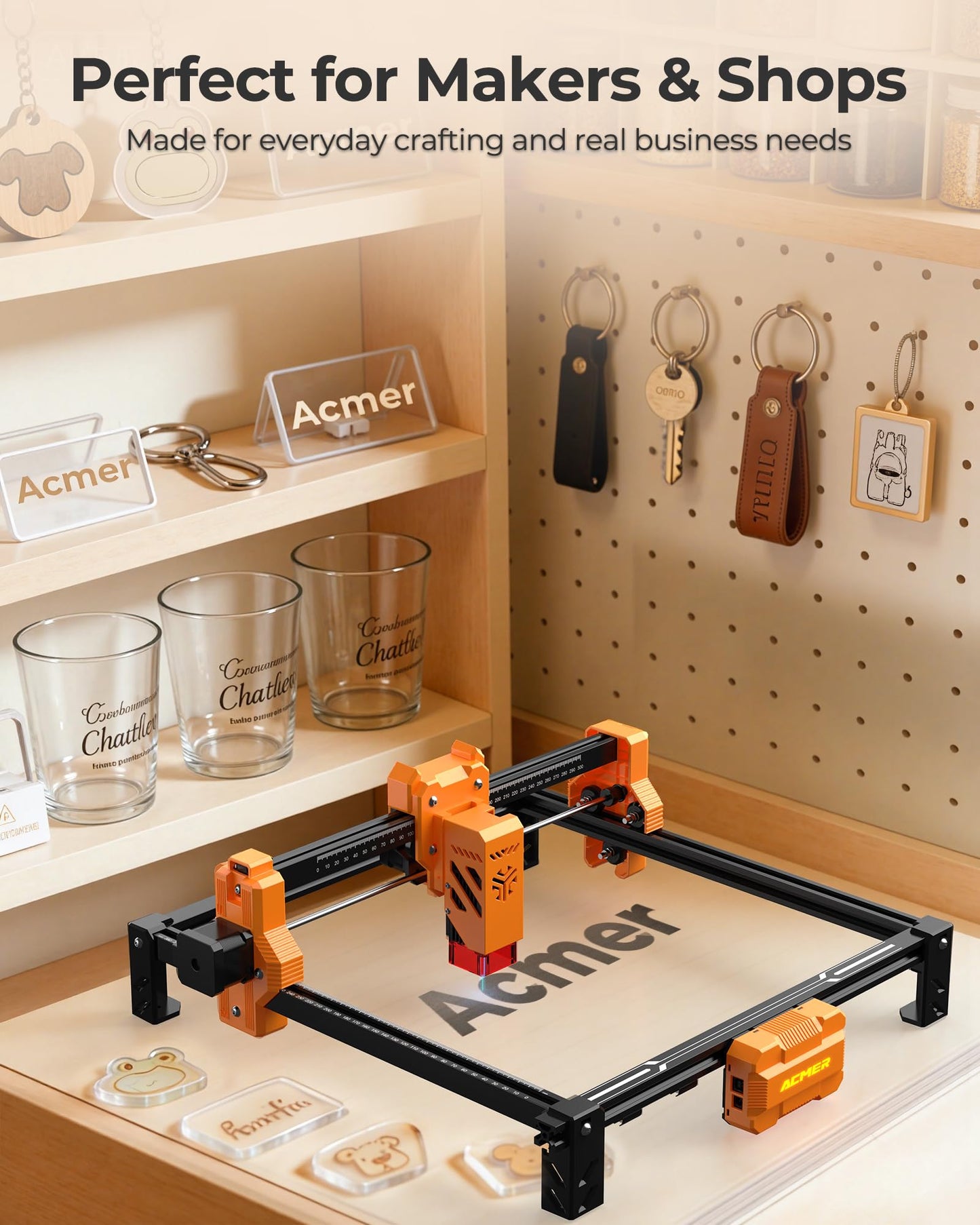 ACMER Laser Engraver Machine, Upgrade S2 7000mW Laser Cutter, 0.01mm Precision, 300×300mm Engraving Area, 10000mm/min Speed, for Wood, Metal, Acrylic, Leather, DIY & Education