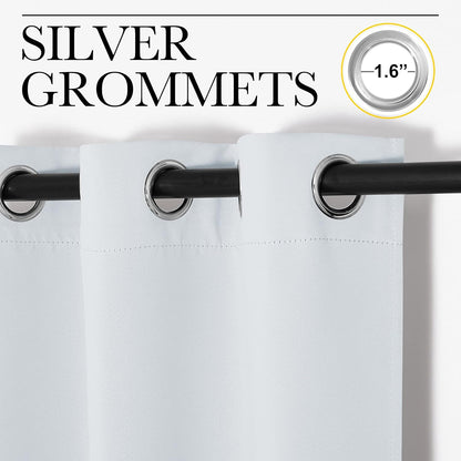 NICETOWN Blackout Curtain Panels - Thermal Insulated Grommet Top Drapes | Greyish White, 34"x36" (2 Panels)