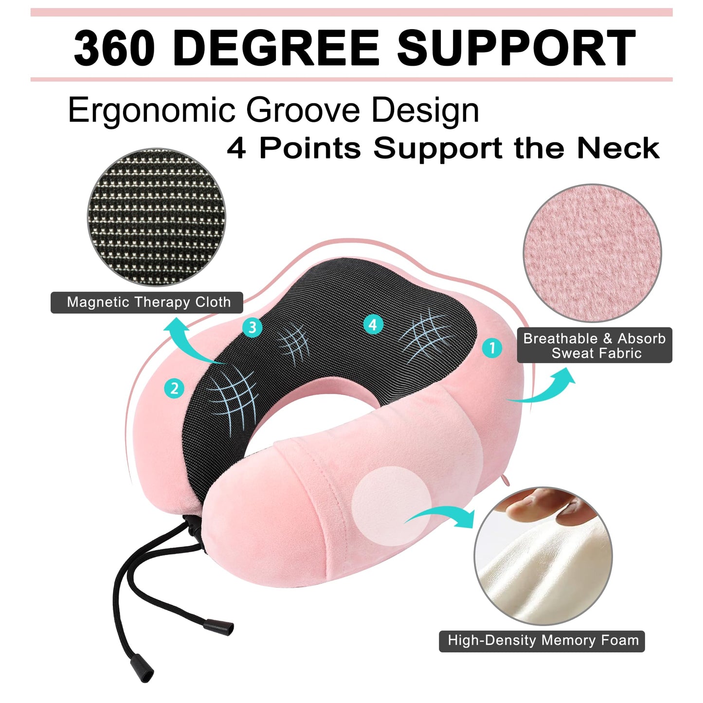 urnexttour Travel Pillow and Blanket Set Neck Pillows Travel Essentials with Sleep Mask for Airplane Car Memory Foam Pink