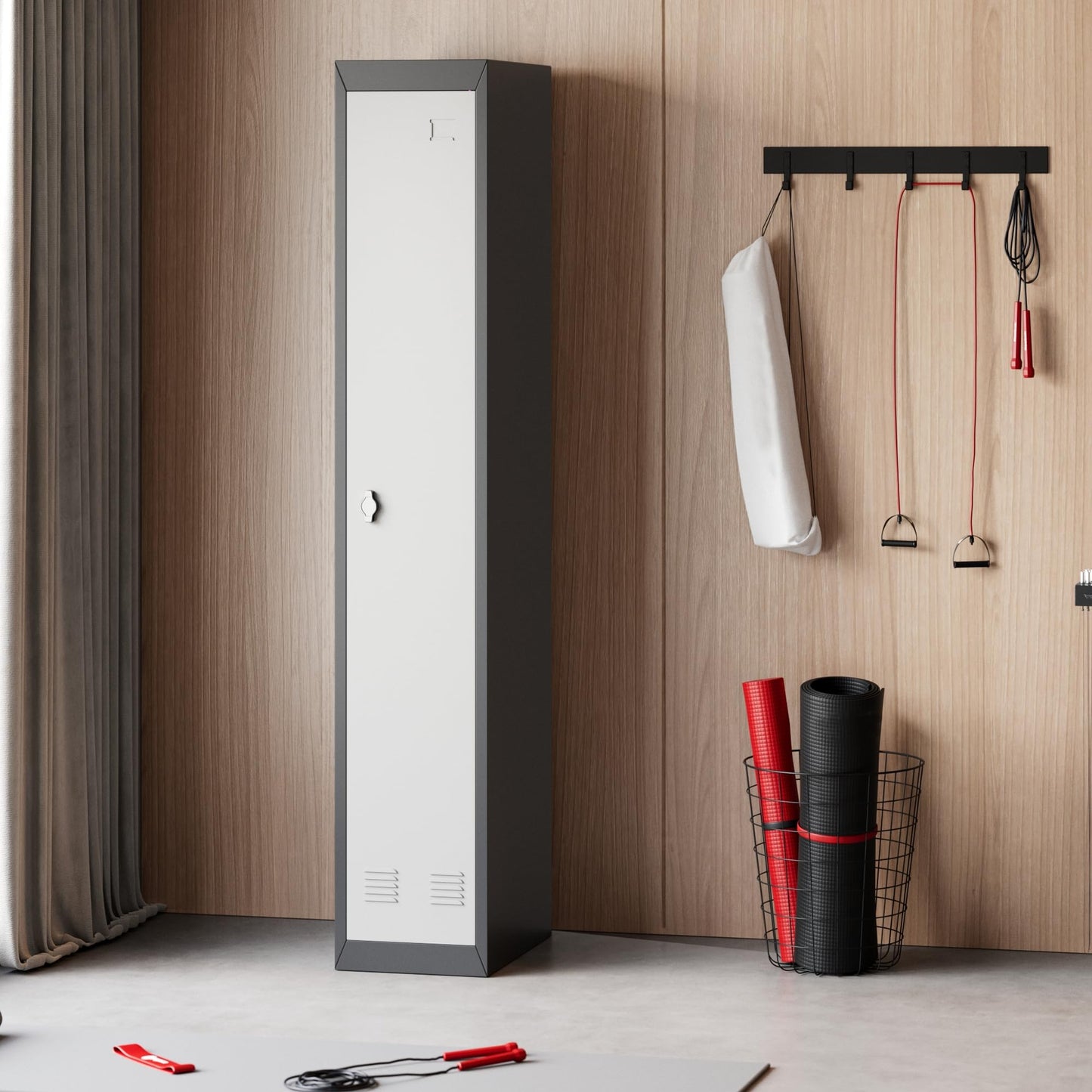 Metal Storage, Locker with 1 Door and 1 Shelf, Storage Cabinet for Gym, School and Office, Gray.