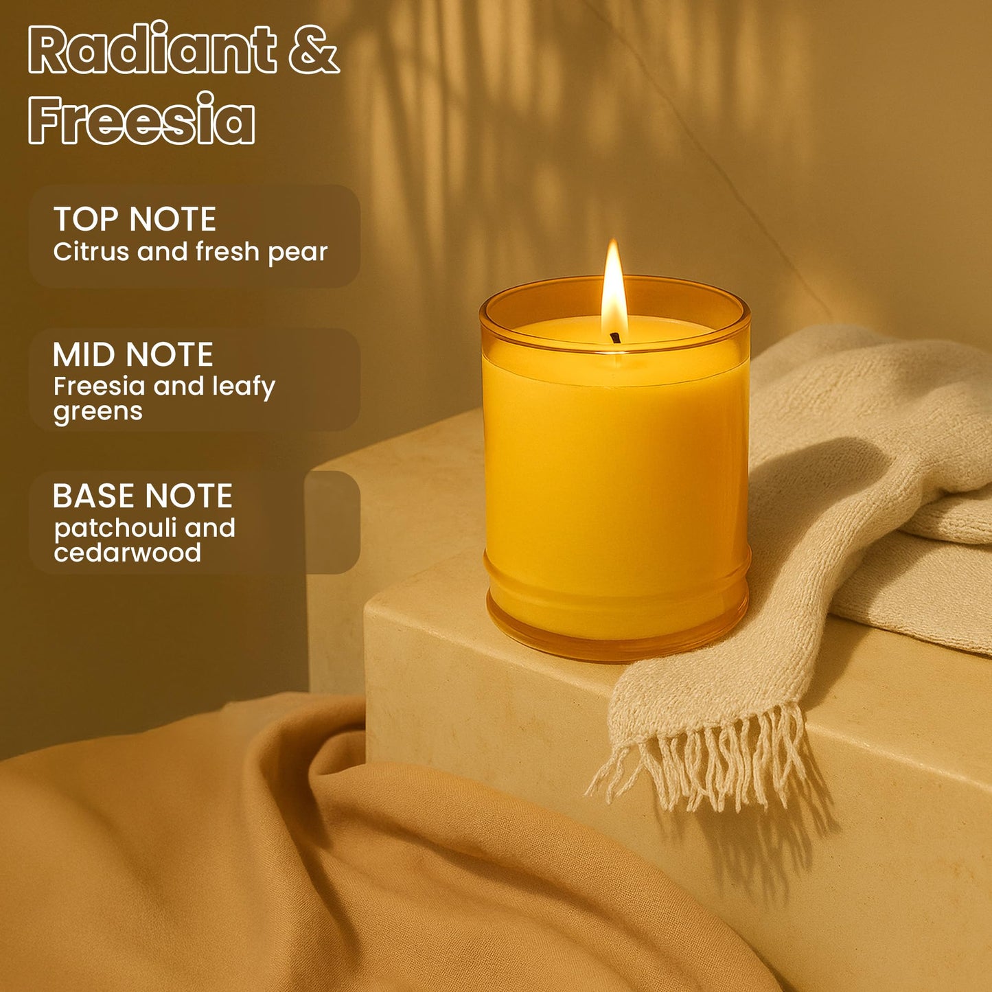 Lifescapes Scented Glass Candle - Radiant & Freesia, 160g | 28 Hours Approximate Burn Time | Premium Tumbler Design for Home Decor and Relaxation