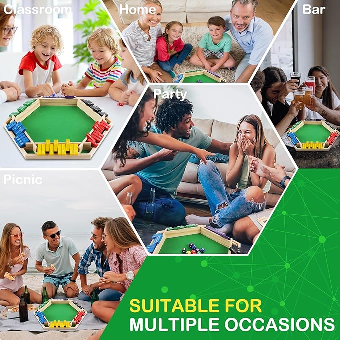 Shut The Box Game Wooden 1-6 Players Dice Board Game for Adults and Kids 10 Numbers Math Games - Educational and Entertaining Classic Table Flip Blocks for Family Game Night