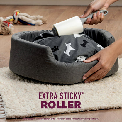 Scotch-Brite Pet Extra Sticky Large Surface Roller, Designed for Pet Hair, 60 Sheets