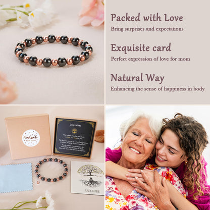 PEALICIOUS Copper Bracelet for Mom, 8MM Copper Jewelry as Mother Day Gift with 3800 Gauss Magnets, Cooper Magnetic Bracelets for Women as Mother Birthday Gifts for Balance Power