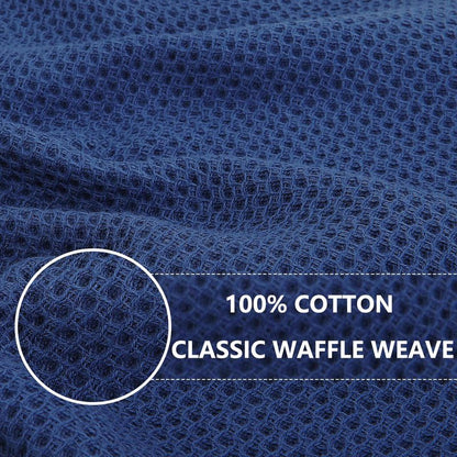 Homaxy 100% Cotton Waffle Weave Kitchen Dish Cloths, Ultra Soft Absorbent Quick Drying Dish Towels, 12 x 12 Inches, 12-Pack, Navy Blue