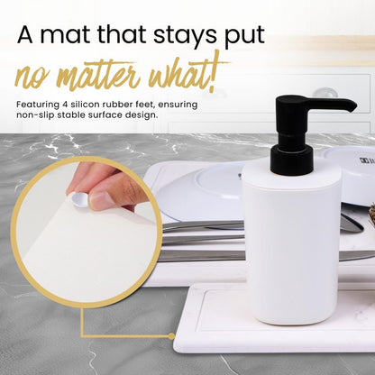 Essencoso Stone Drying Mat For Kitchen Counter - 11.8" x 15.7" Water Absorbing Stone tray For Sink, Metal Rack and Kitchen Sink Caddy | Diatomaceous Earth Food Grade | Drying Stone For Kitchen counter